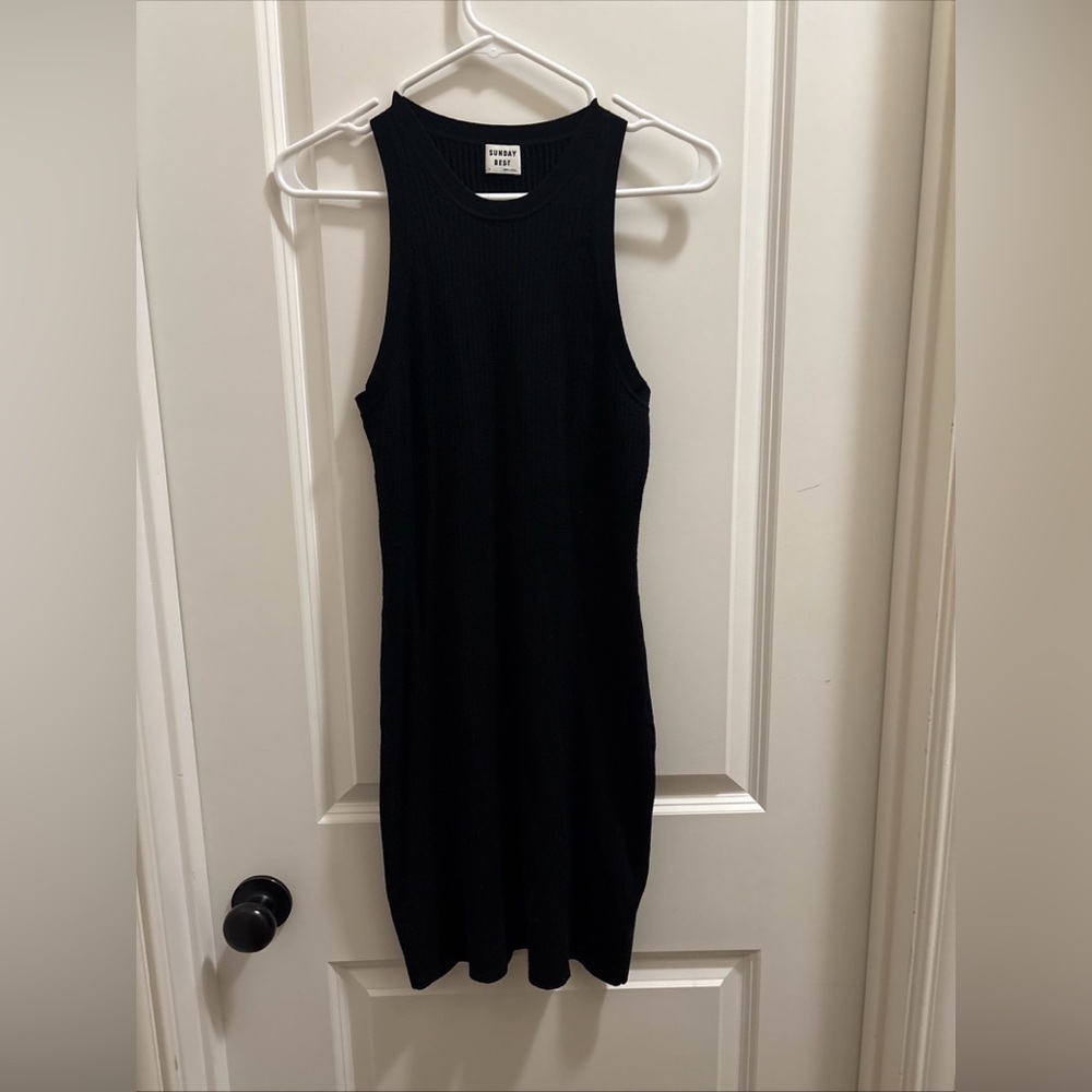 Aritzia Sunday Best Jodie Ribbed Tank Dress Black Minimalist Chic Size Medium - Picture 2 of 4